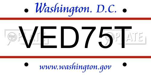 VED75T District Of Columbia License Plate