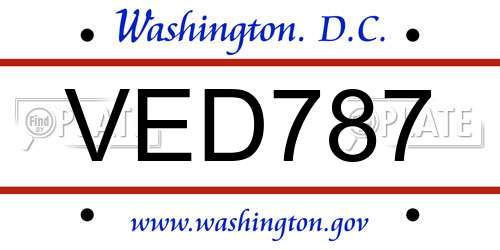 VED787 District Of Columbia License Plate