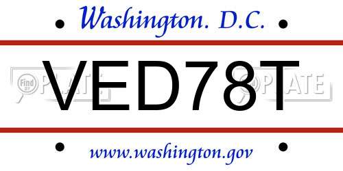 VED78T District Of Columbia License Plate