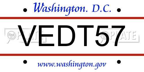 VEDT57 District Of Columbia License Plate