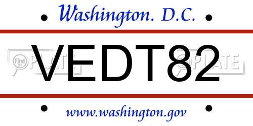 VEDT82 District Of Columbia License Plate
