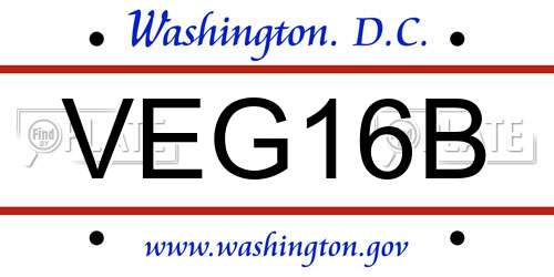 VEG16B District Of Columbia License Plate