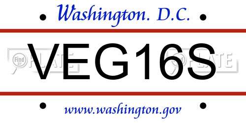 VEG16S District Of Columbia License Plate