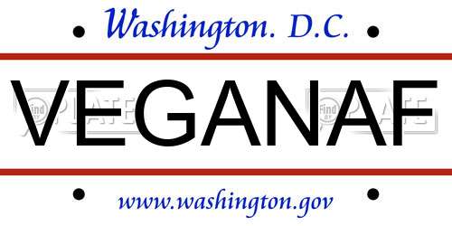 VEGANAF District Of Columbia License Plate