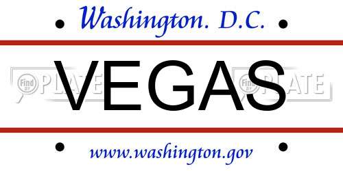VEGAS District Of Columbia License Plate