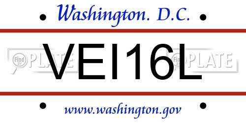 VEI16L District Of Columbia License Plate