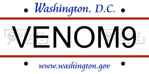 VENOM9 District Of Columbia License Plate