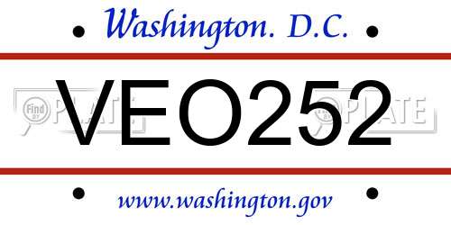 VEO252 District Of Columbia License Plate