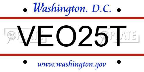 VEO25T District Of Columbia License Plate