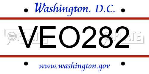 VEO282 District Of Columbia License Plate