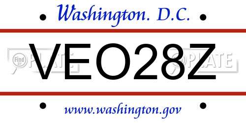 VEO28Z District Of Columbia License Plate