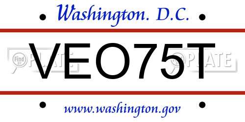 VEO75T District Of Columbia License Plate