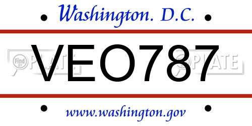VEO787 District Of Columbia License Plate