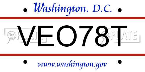 VEO78T District Of Columbia License Plate