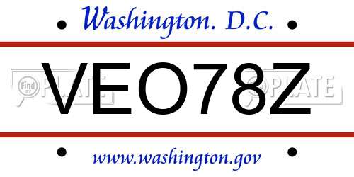 VEO78Z District Of Columbia License Plate
