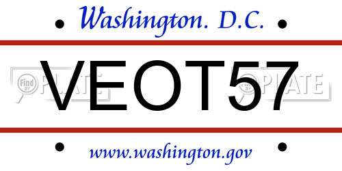 VEOT57 District Of Columbia License Plate