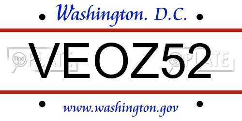 VEOZ52 District Of Columbia License Plate