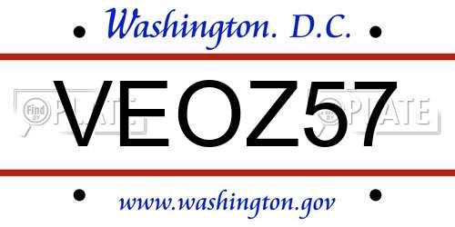 VEOZ57 District Of Columbia License Plate