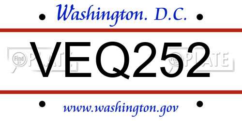 VEQ252 District Of Columbia License Plate