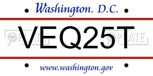 VEQ25T District Of Columbia License Plate