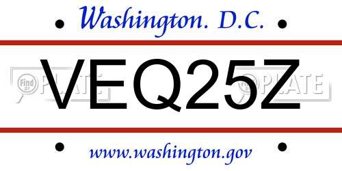 VEQ25Z District Of Columbia License Plate