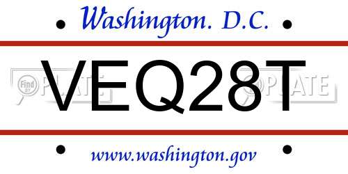 VEQ28T District Of Columbia License Plate