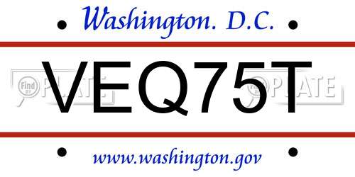 VEQ75T District Of Columbia License Plate