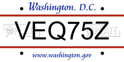 VEQ75Z District Of Columbia License Plate