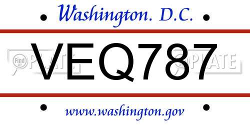 VEQ787 District Of Columbia License Plate
