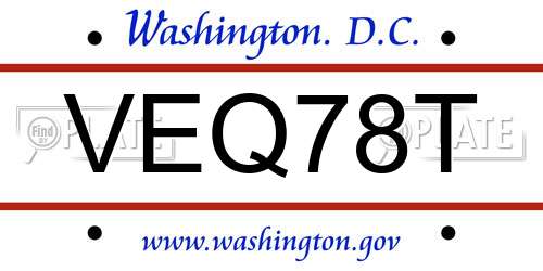 VEQ78T District Of Columbia License Plate