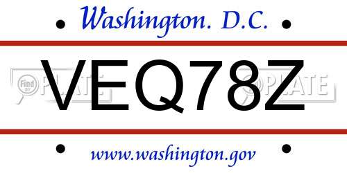 VEQ78Z District Of Columbia License Plate