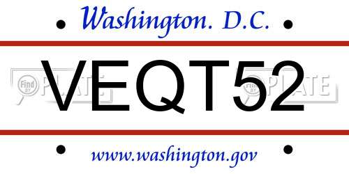 VEQT52 District Of Columbia License Plate