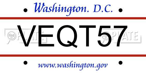 VEQT57 District Of Columbia License Plate