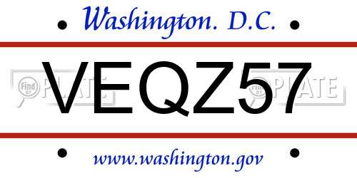 VEQZ57 District Of Columbia License Plate