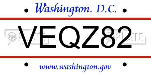 VEQZ82 District Of Columbia License Plate