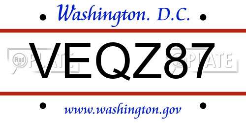 VEQZ87 District Of Columbia License Plate