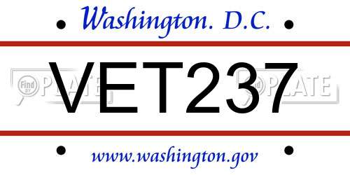 VET237 District Of Columbia License Plate
