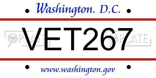 VET267 District Of Columbia License Plate