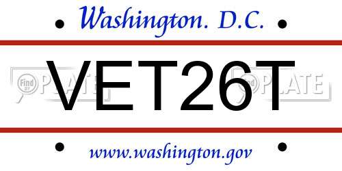 VET26T District Of Columbia License Plate