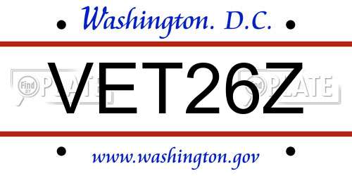 VET26Z District Of Columbia License Plate