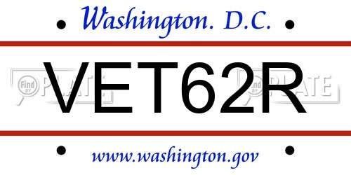 VET62R District Of Columbia License Plate