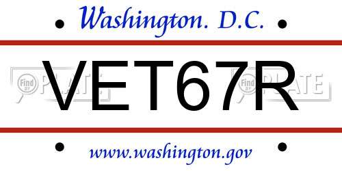 VET67R District Of Columbia License Plate