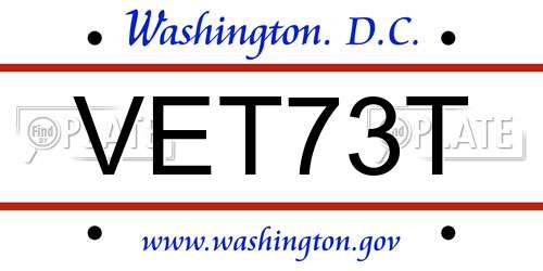 VET73T District Of Columbia License Plate