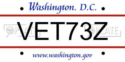 VET73Z District Of Columbia License Plate