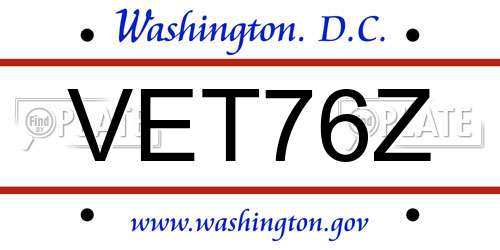 VET76Z District Of Columbia License Plate