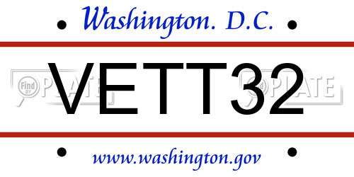 VETT32 District Of Columbia License Plate