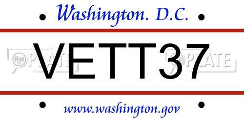 VETT37 District Of Columbia License Plate