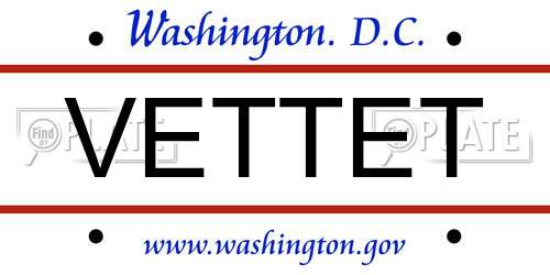 VETTET District Of Columbia License Plate