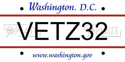 VETZ32 District Of Columbia License Plate