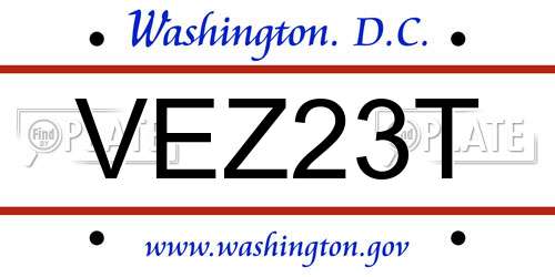 VEZ23T District Of Columbia License Plate
